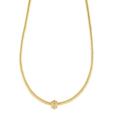 Pave Barrel Omega Chain Necklace