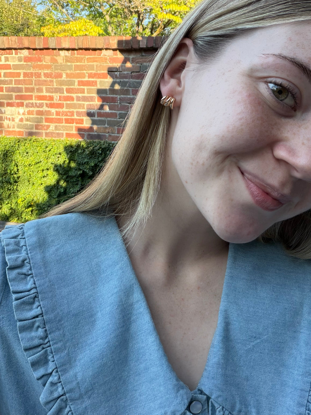 Gold-Toned Abstract Geometric Stud Earrings