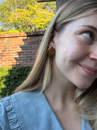 Oval Tiger Eye Stud Earrings