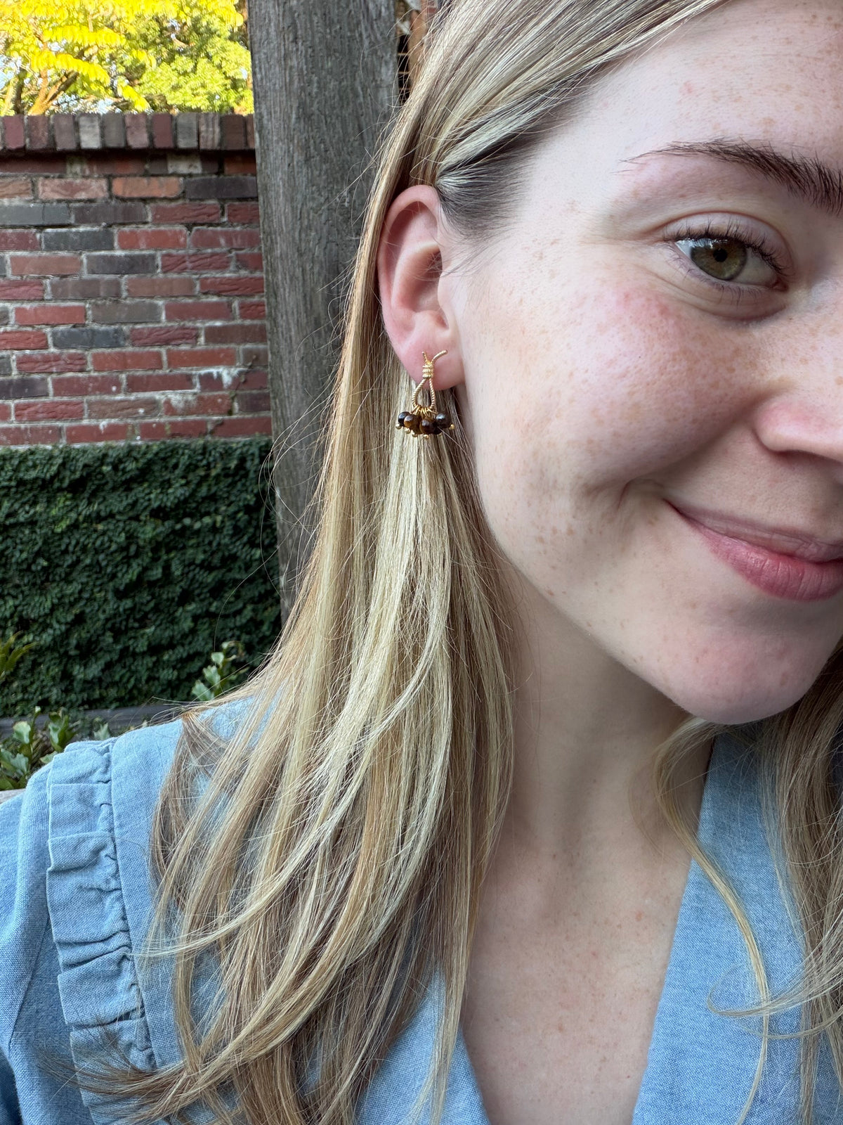 Tiger's Eye Rope Knot Tassel Earrings