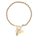 Multi Charm Rope Bracelet in Beige/Gold