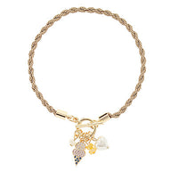 Multi Charm Rope Bracelet in Beige/Gold