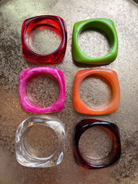 Chunky Colorful Square Acrylic Bangle