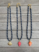 Navy Paracord Charm Necklace
