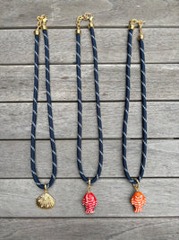 Navy Paracord Charm Necklace