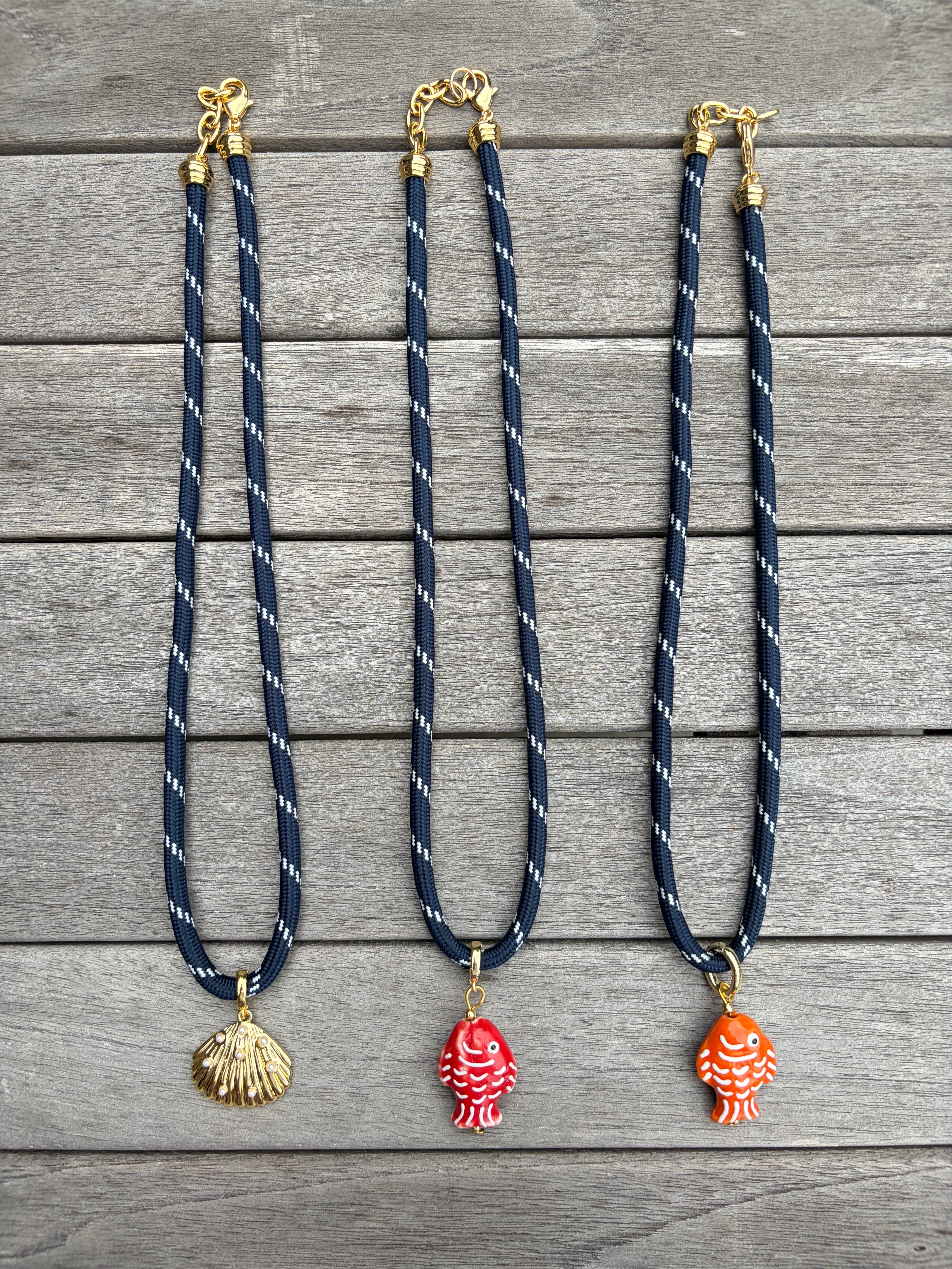 Navy Paracord Charm Necklace