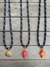 Navy Paracord Charm Necklace