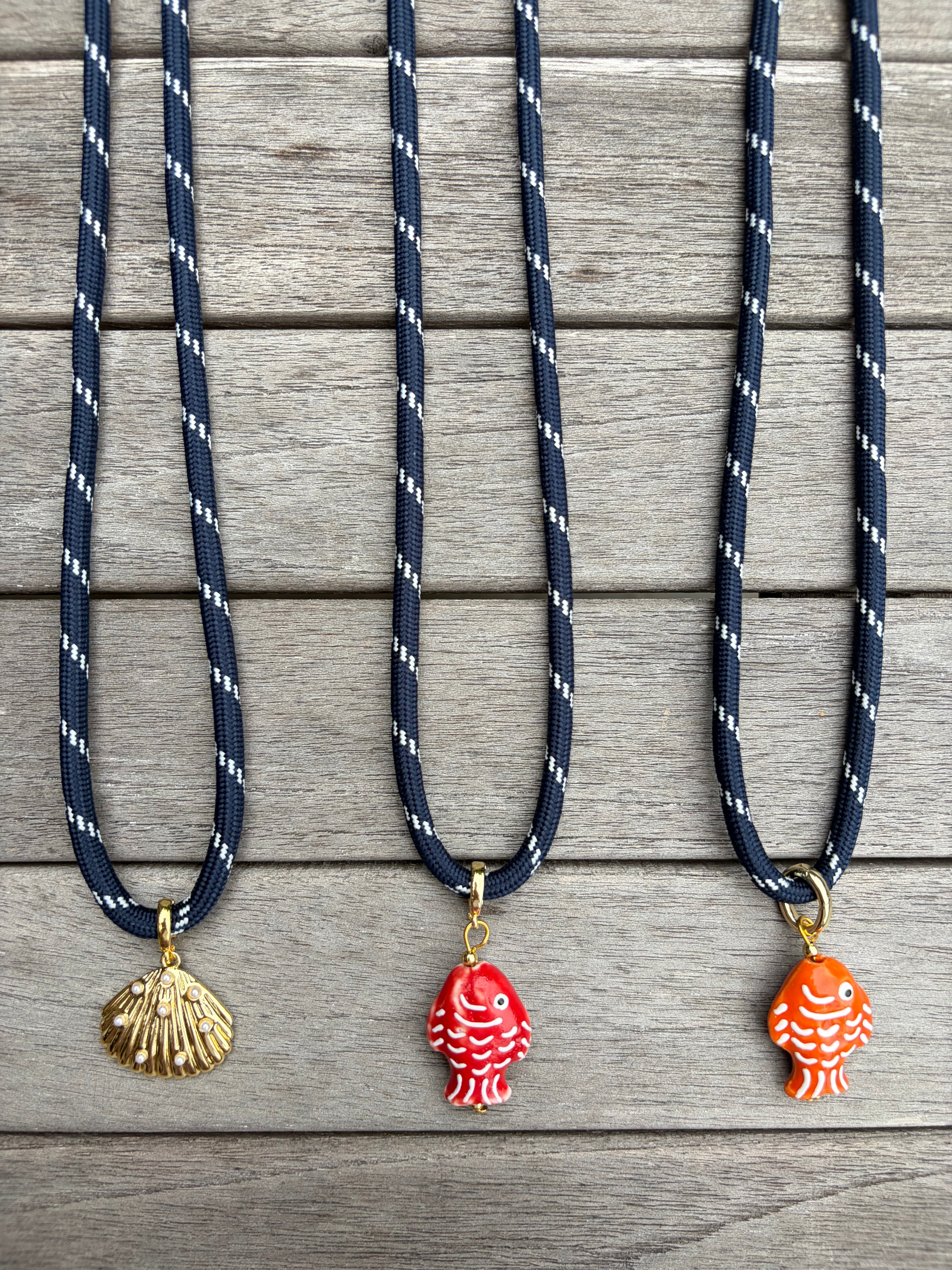 Navy Paracord Charm Necklace