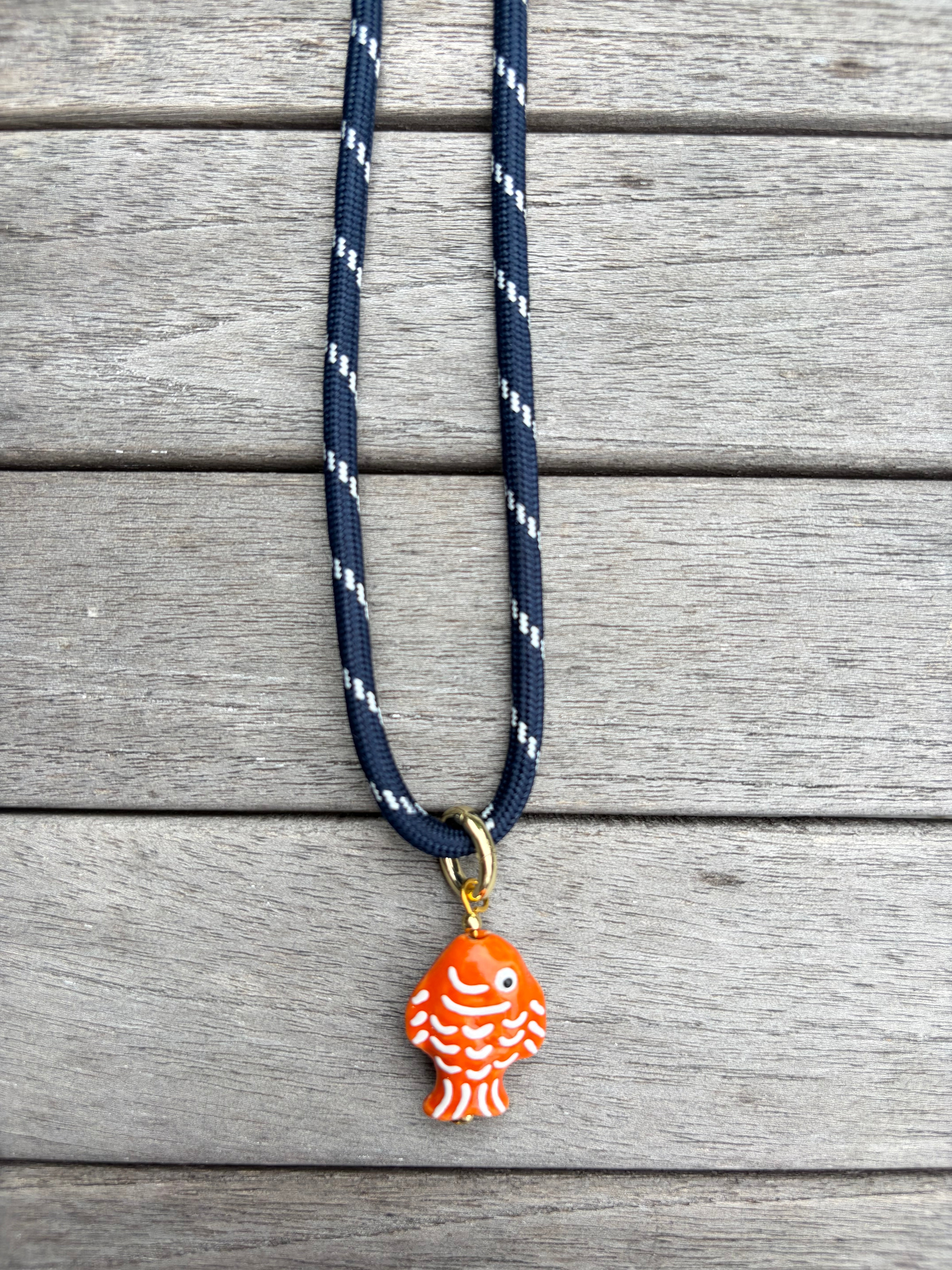 Navy Paracord Charm Necklace