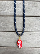 Navy Paracord Charm Necklace