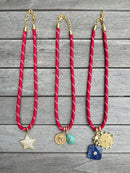 Red Paracord Charm Necklace