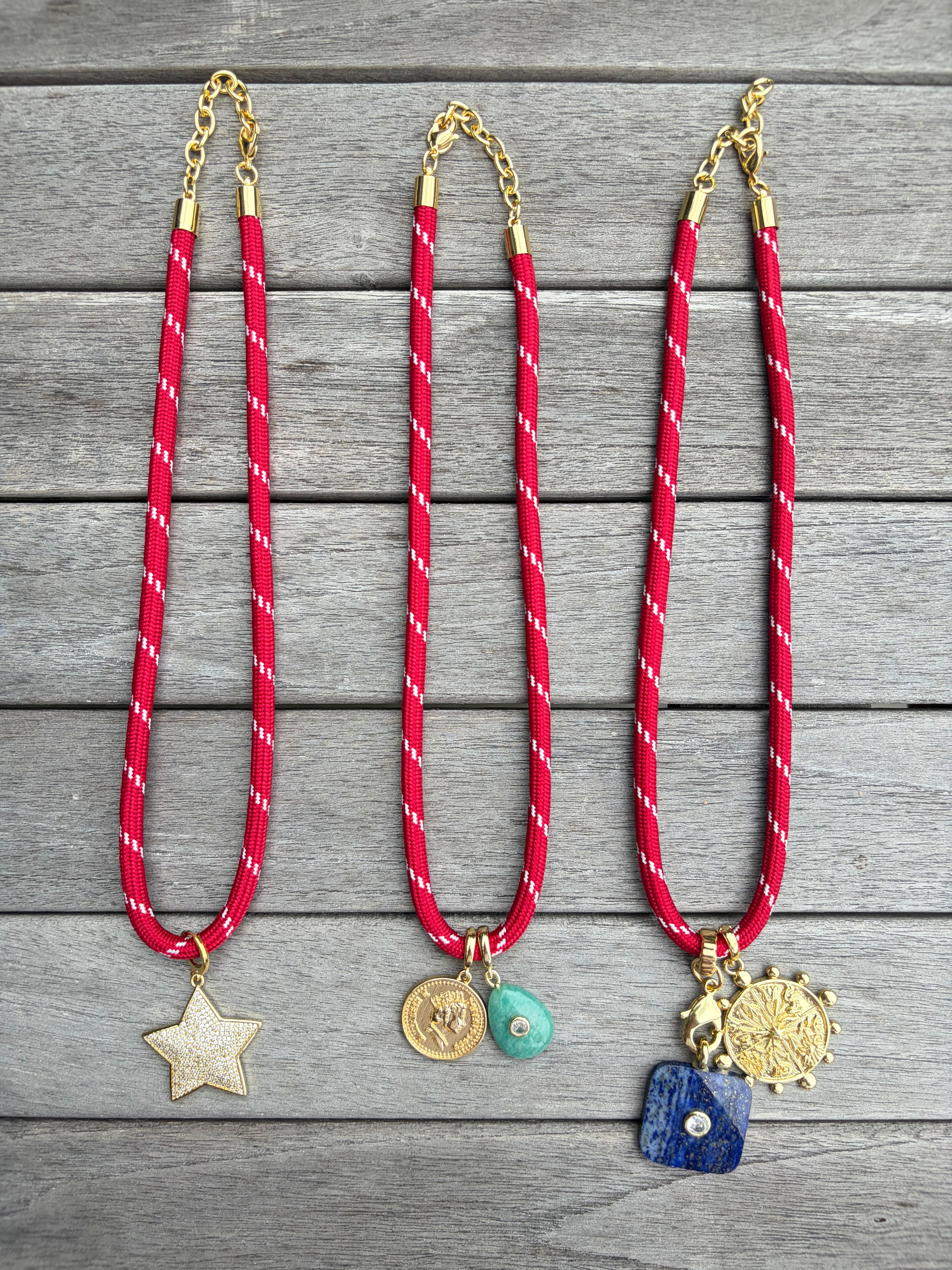 Red Paracord Charm Necklace