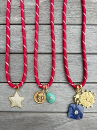 Red Paracord Charm Necklace