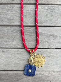 Red Paracord Charm Necklace