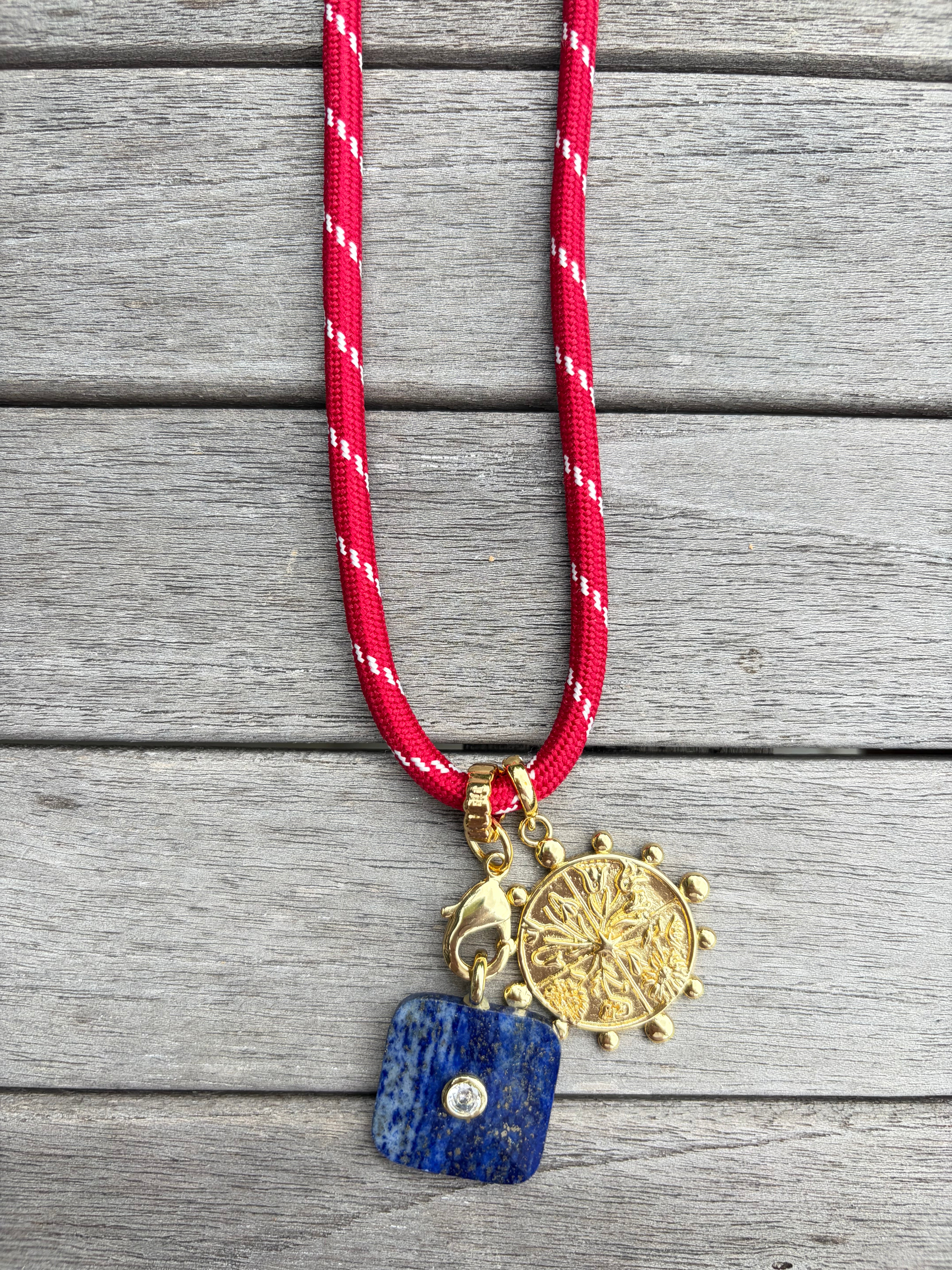 Red Paracord Charm Necklace