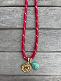 Red Paracord Charm Necklace