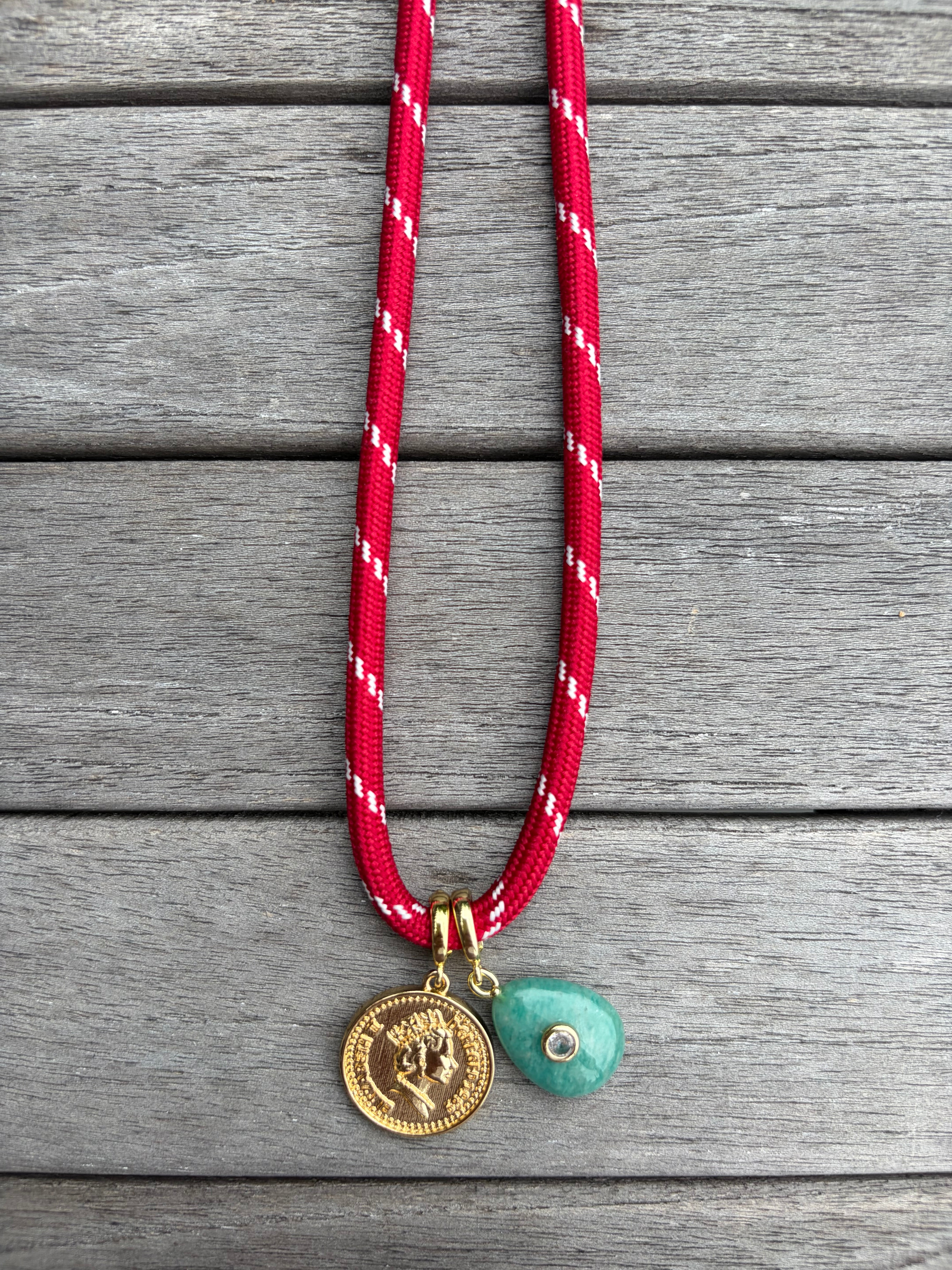 Red Paracord Charm Necklace