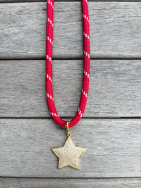 Red Paracord Charm Necklace