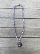 Purple Beaded Shell Necklace