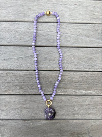 Purple Beaded Shell Necklace