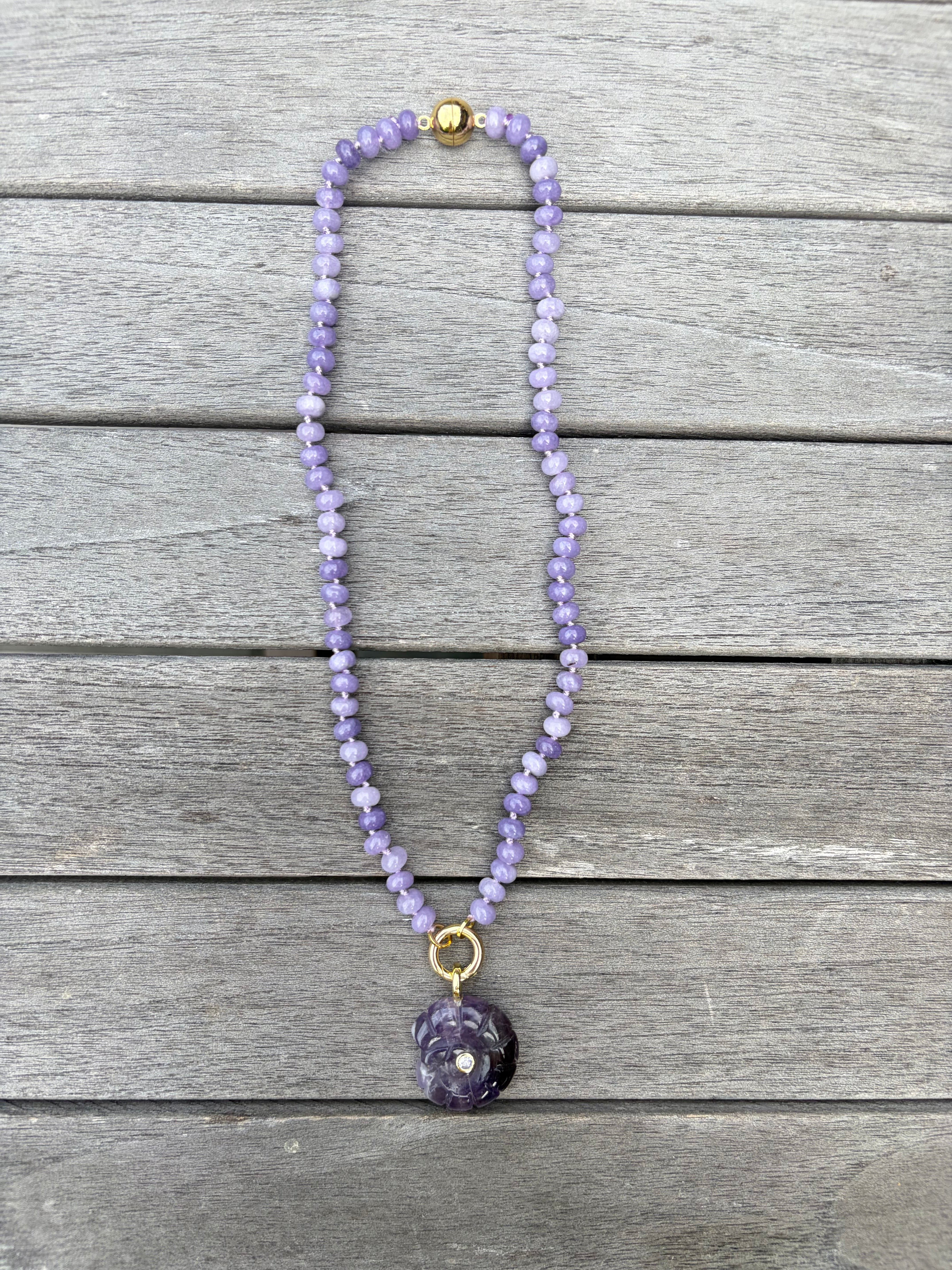 Purple Beaded Shell Necklace
