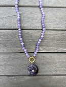Purple Beaded Shell Necklace