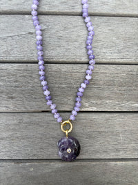 Purple Beaded Shell Necklace