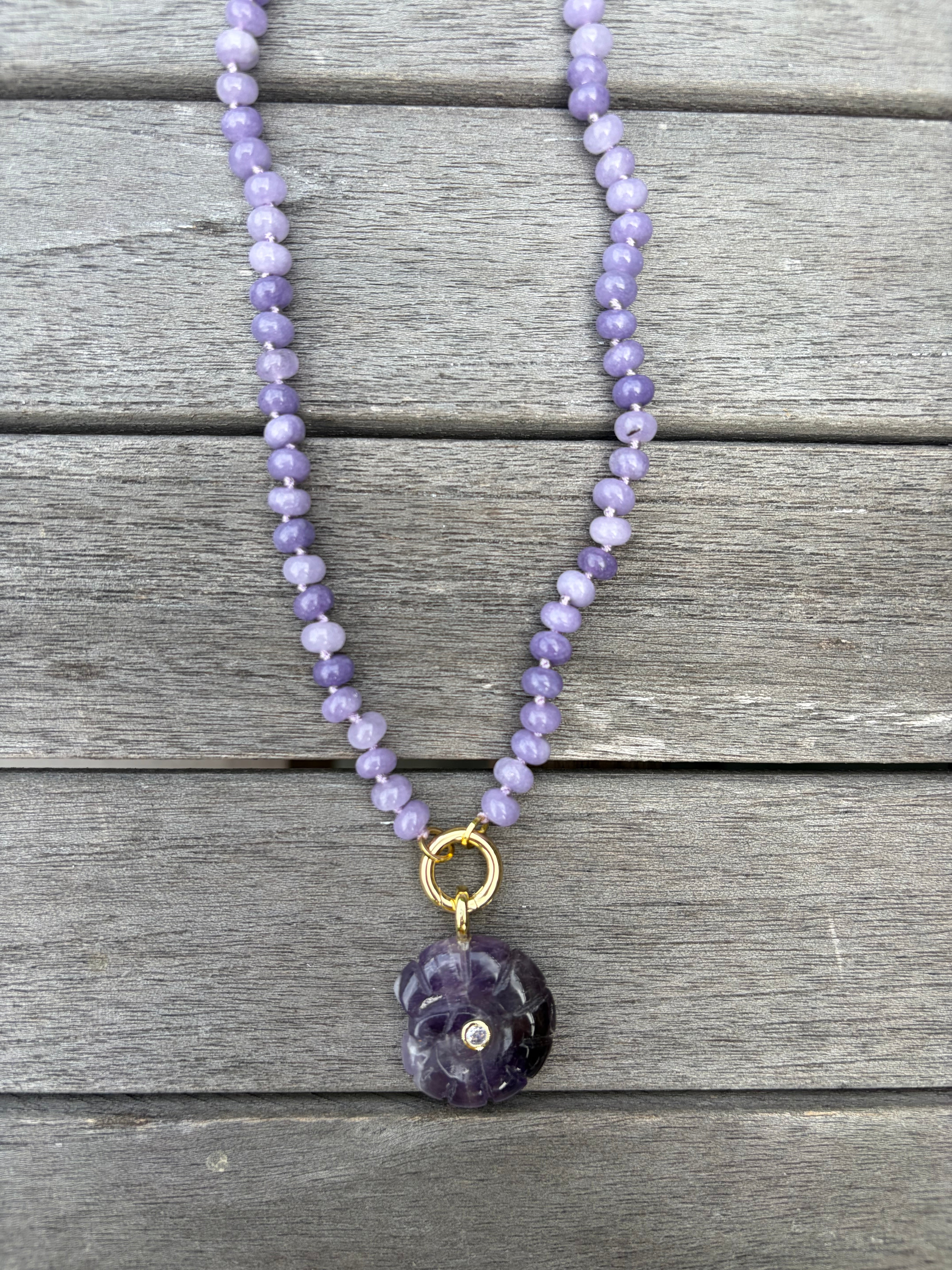 Purple Beaded Shell Necklace