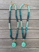 Turquoise Beaded Shell Necklace