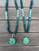 Turquoise Beaded Shell Necklace