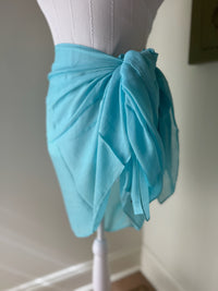 Solid Aqua Sarong with Fringe