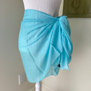 Solid Aqua Sarong with Fringe