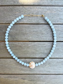 Sky Blue Beaded Seashell Necklace