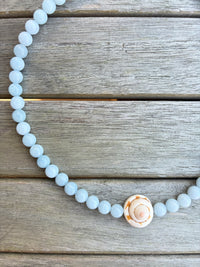 Sky Blue Beaded Seashell Necklace