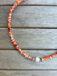 Orange Multi Beaded Pearl Necklace