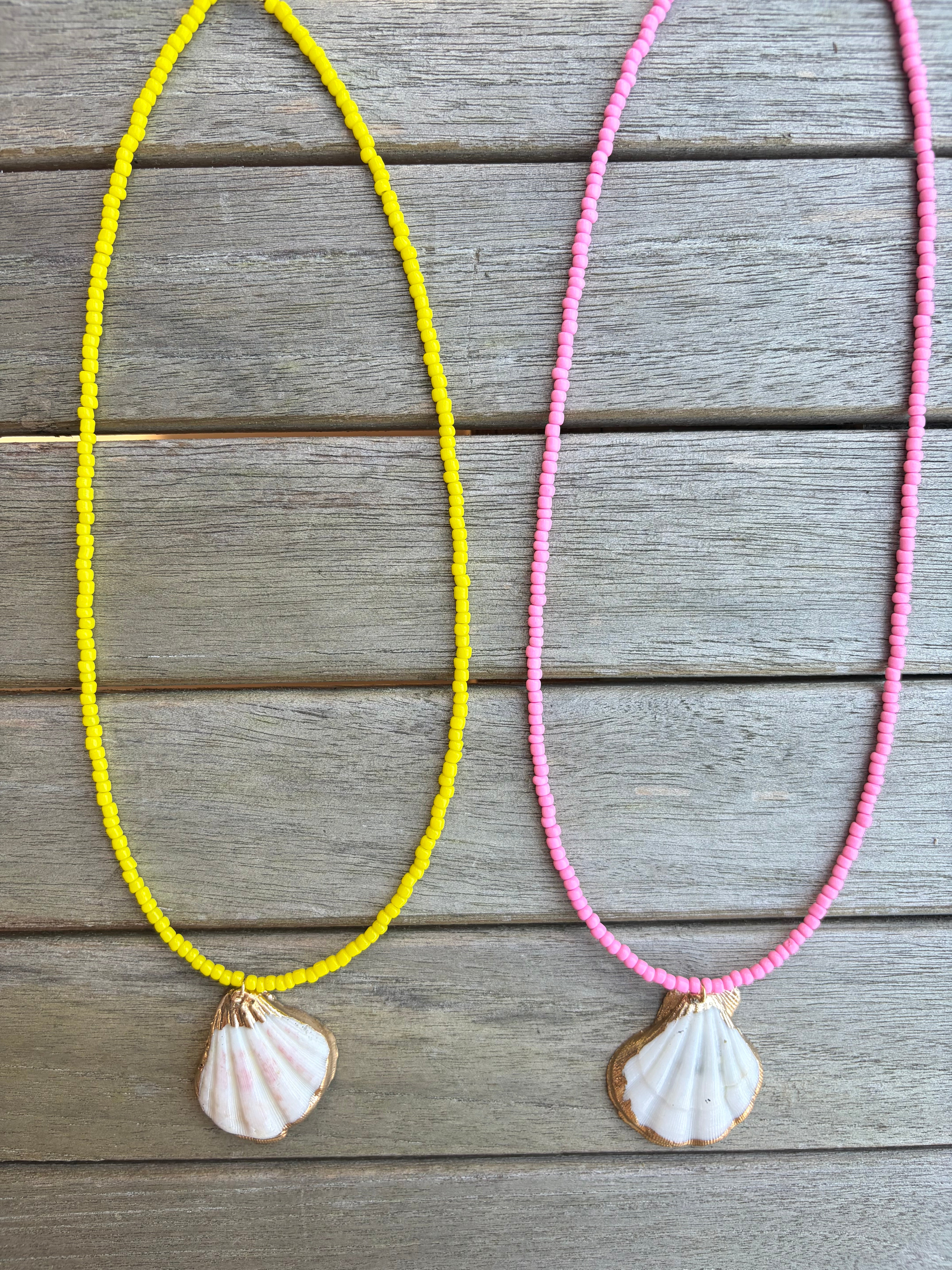 Mini Beads With Gold Dipped Shell Charm