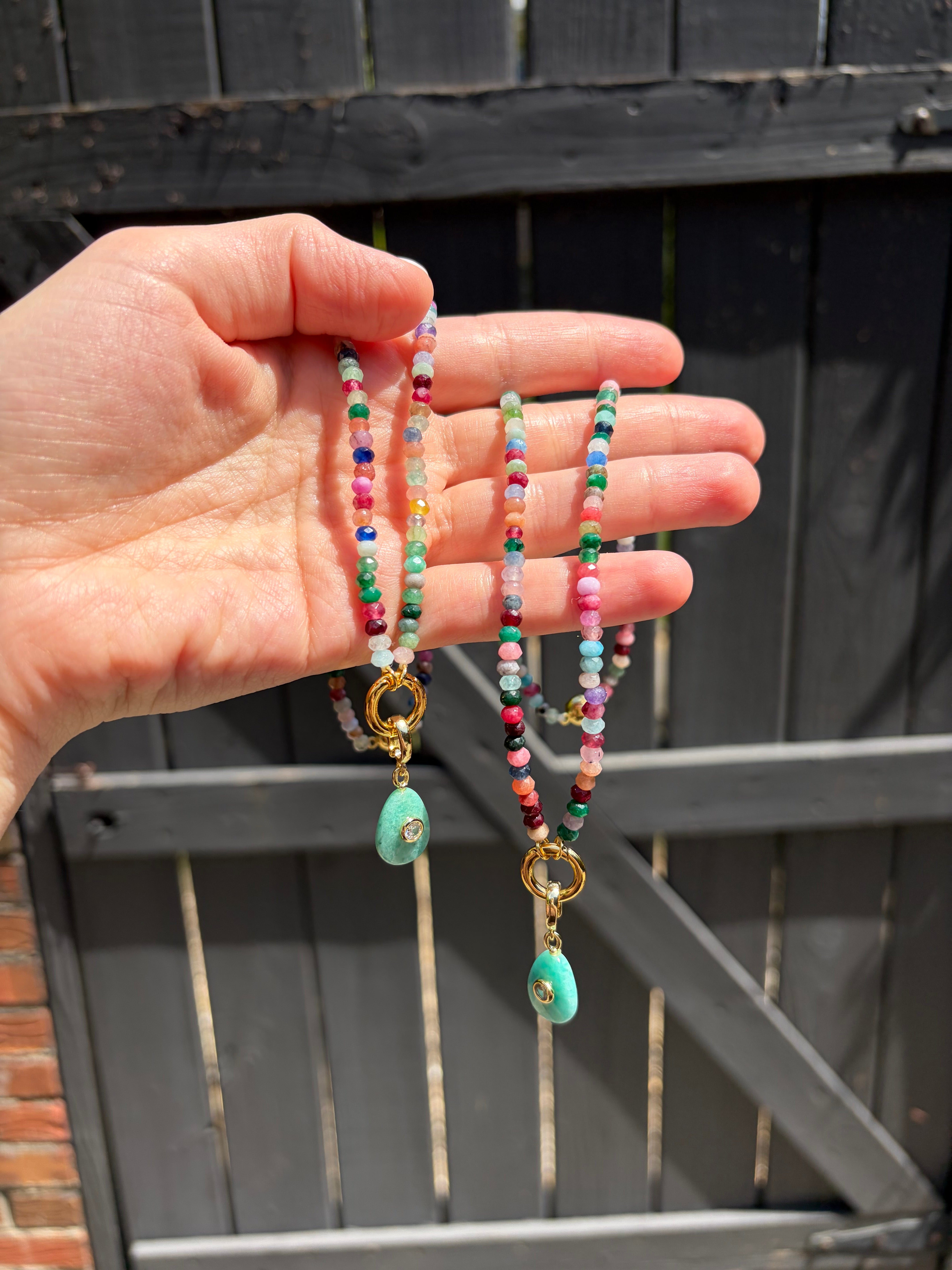 Multicolored Mini Beaded Charm Necklace