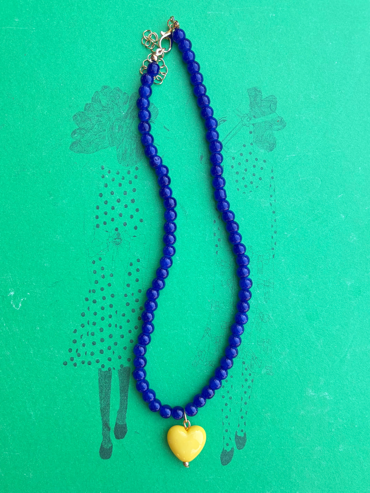 Blue Beads/Yellow Heart
