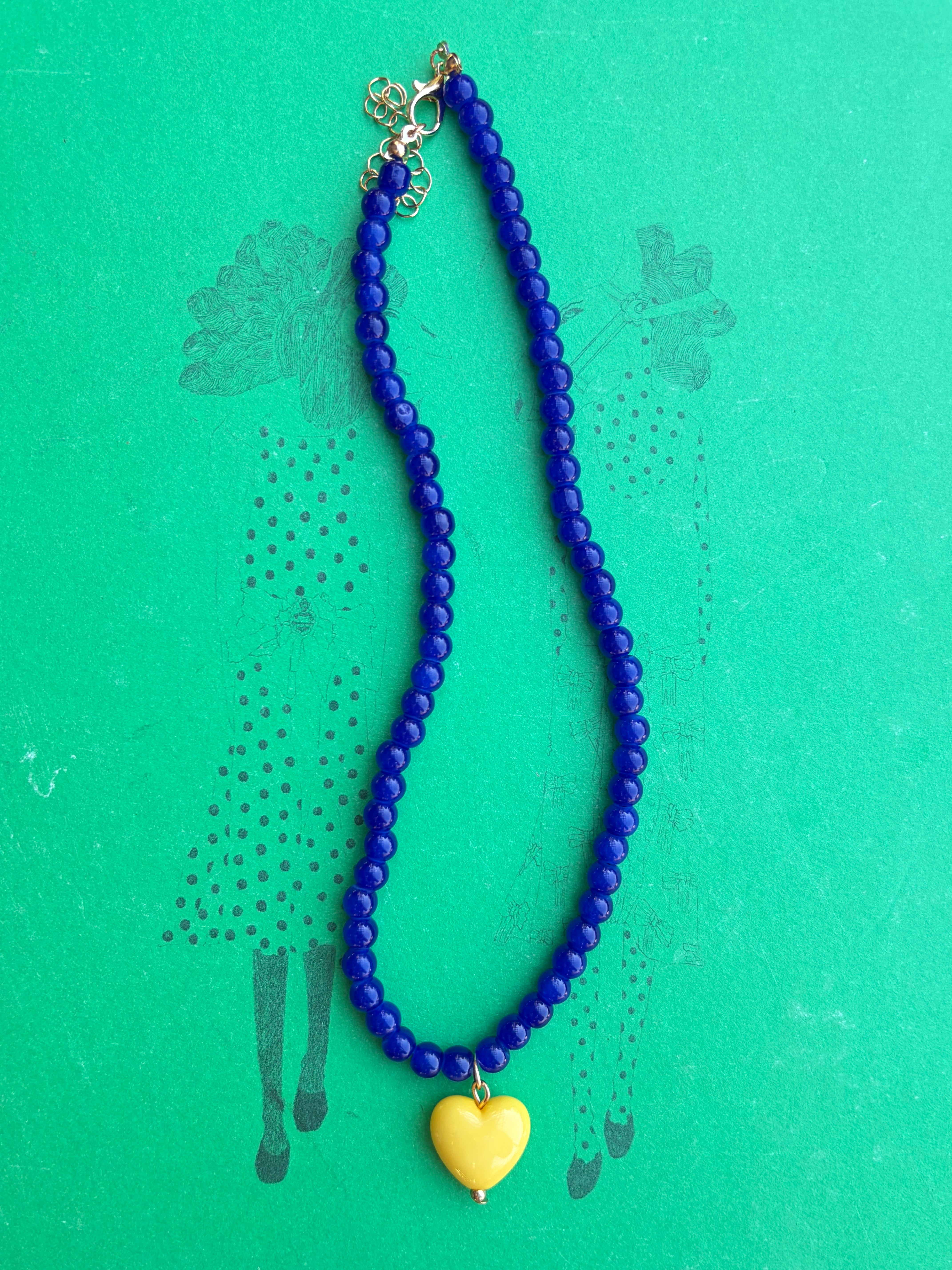 Pippa Beaded Necklace with Heart Charm