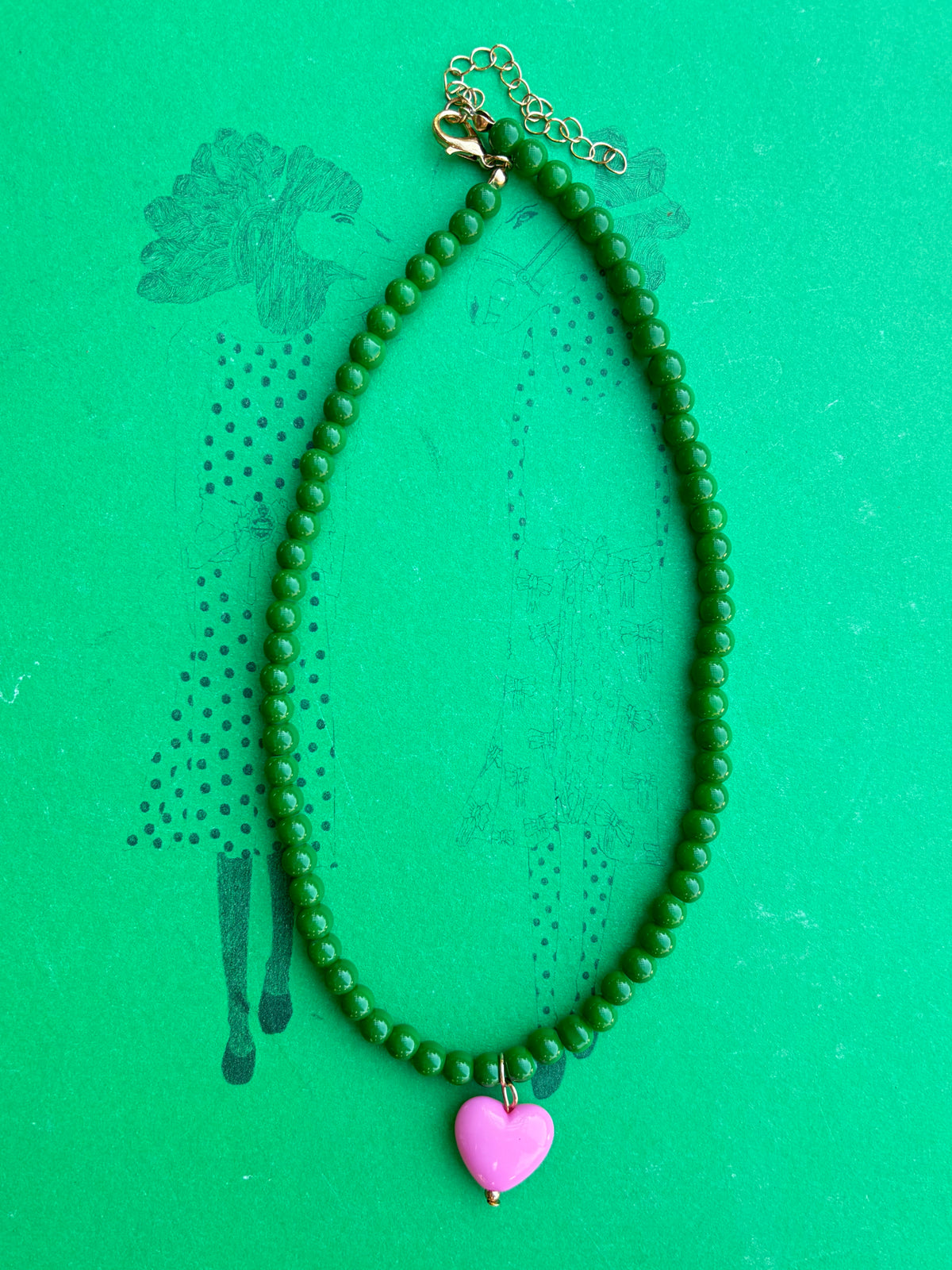Light Pink Beads/Red Heart