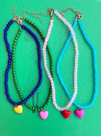 Pippa Beaded Necklace with Heart Charm