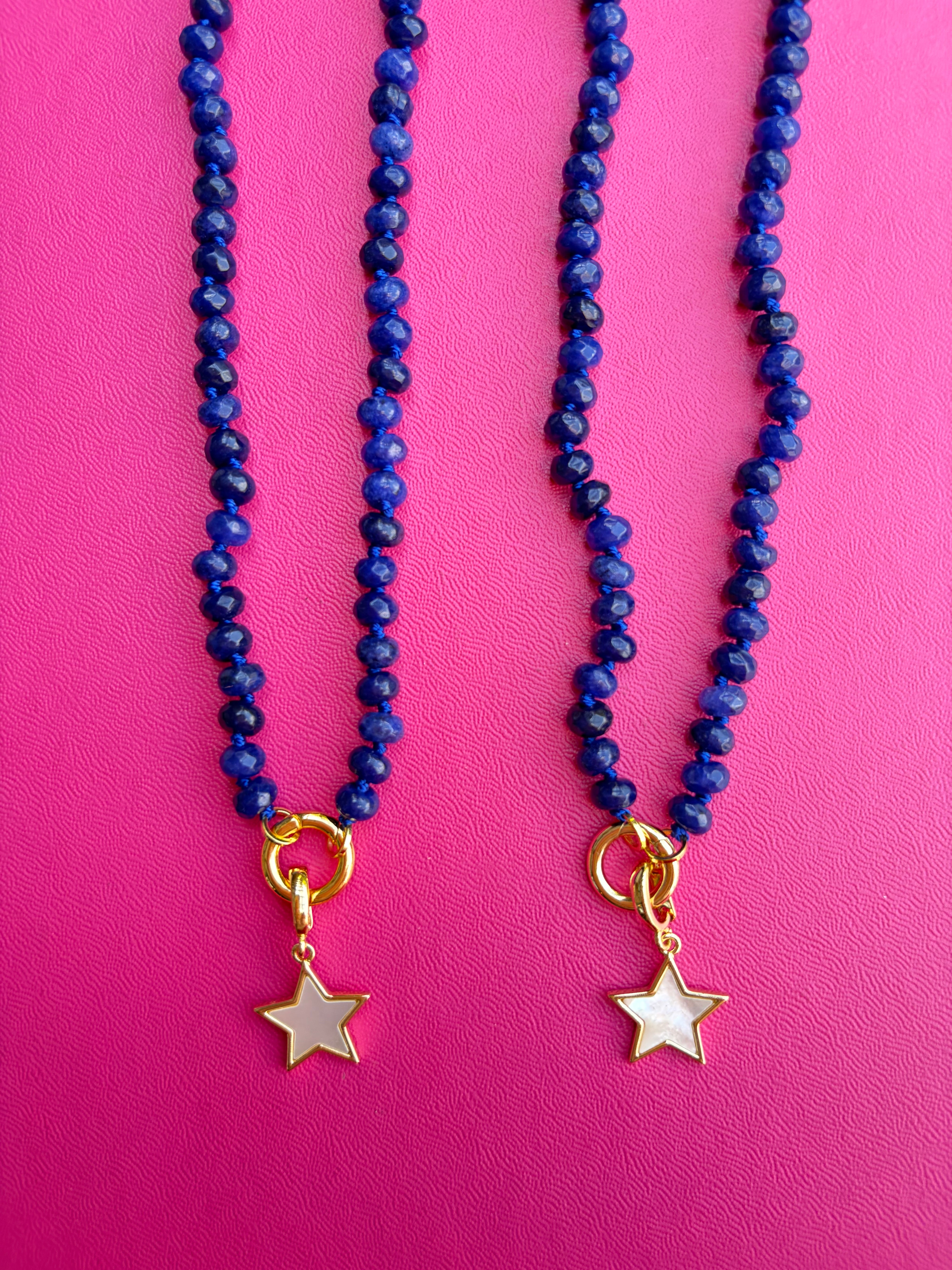 Blue Beaded Necklace with Star Charm