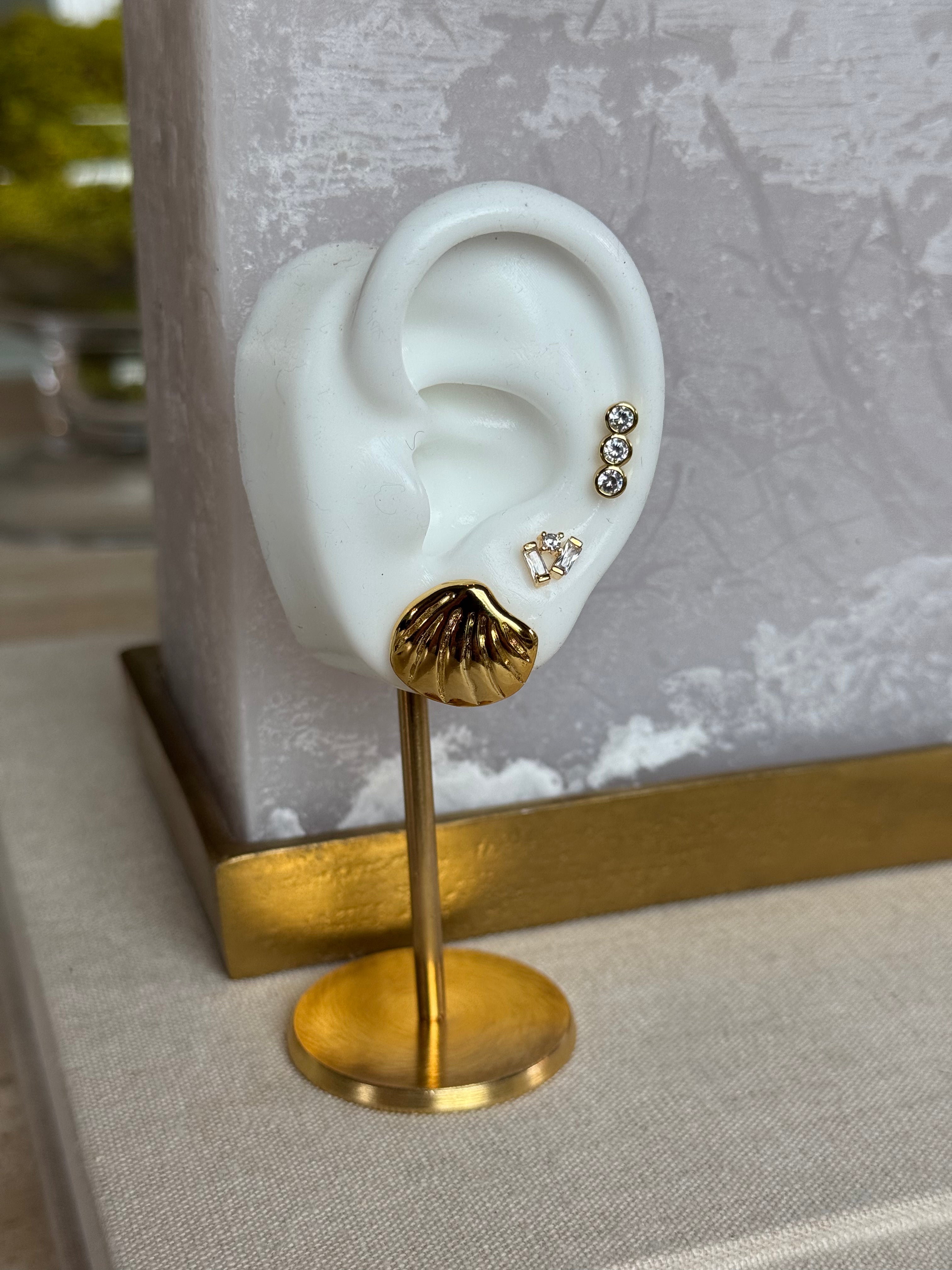Gold Dipped Shell Stud Earrings