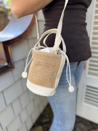 Straw Bucket Crossbody Bag