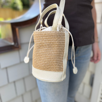 Straw Bucket Crossbody Bag