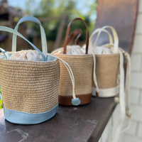 Straw Bucket Crossbody Bag