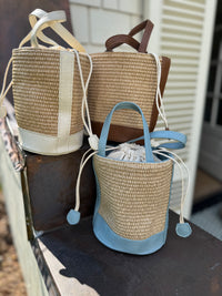 Straw Bucket Crossbody Bag