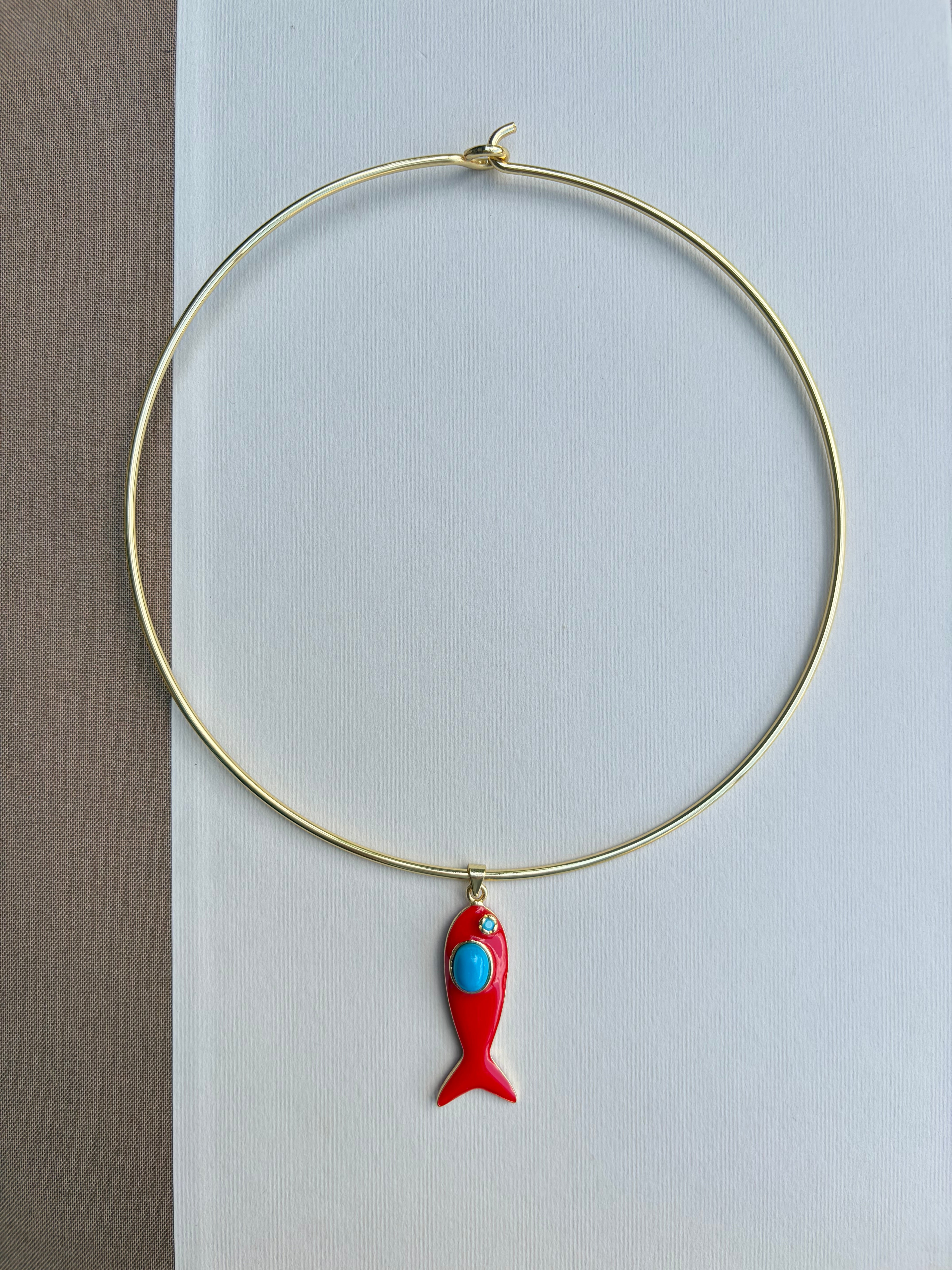 Gold Choker with Fish Charm