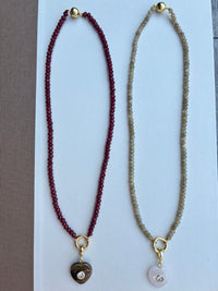 Autumn Mini Beads with Heart Stone Charms