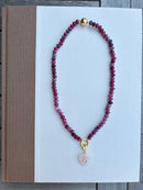 Raspberry Bead with Pink Stone Charm